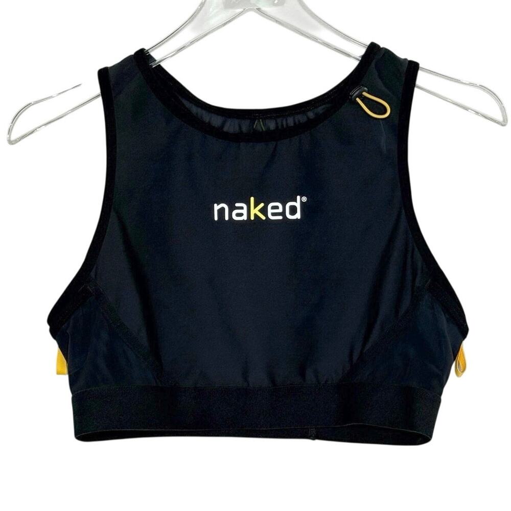 Naked THE SPRA Sports Bra 9 USL Black Running Reflective Hydration Pockets